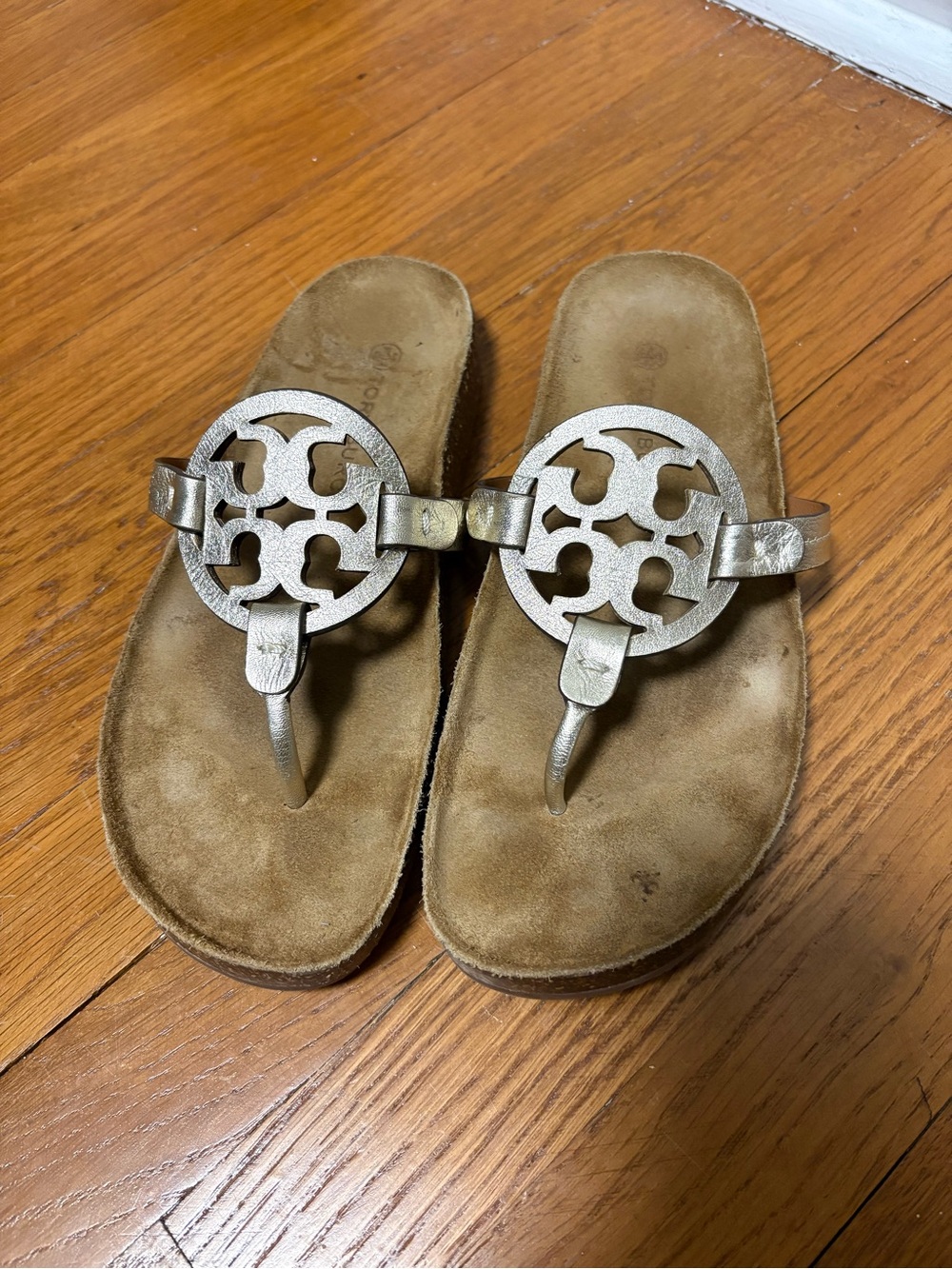 Tory Burch Metallic Logo Thong Sandals